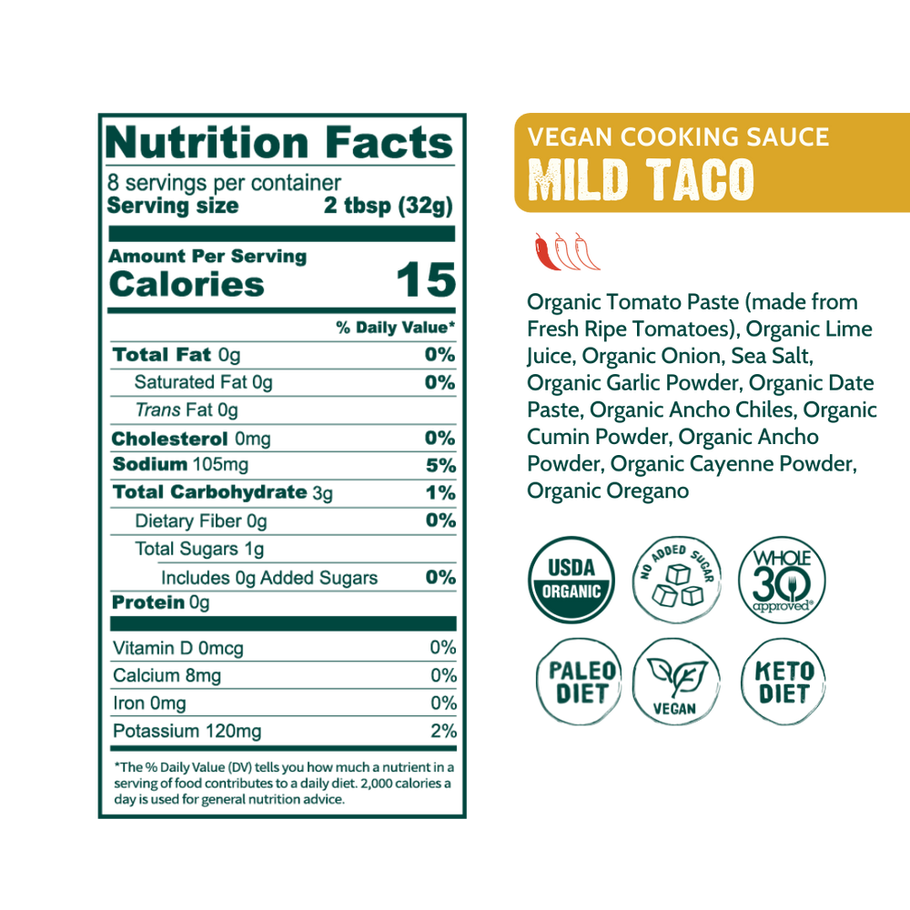 
                  
                    Load image into Gallery viewer, organic taco sauce, taco sauce, keto taco sauce, whole30 taco sauce, paleo taco sauce, vegan taco sauce, mexican sauce, organic mexican sauce, keto mexican sauce, paleo mexican sauce, vegan mexican sauce, paleo mexican sauce, enchilada sauce, organic enchilada sauce, keto enchilada sauce, vegan enchilada sauce
                  
                